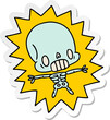 sticker cartoon illustration kawaii electrocuted skeleton