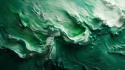 Aufkleber - There are fluid lines of color movement. Green shades. Brush strokes.