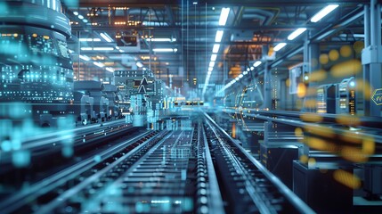 Fototapete - Using automation and data exchange in manufacturing technologies to create smart industries...