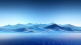 Fototapeta Przestrzenne - Abstract blue background with digital waves and mountain landscape, AI technology concept banner design. For Design, Background, Cover, Poster, Banner, PPT, KV design, Wallpaper
