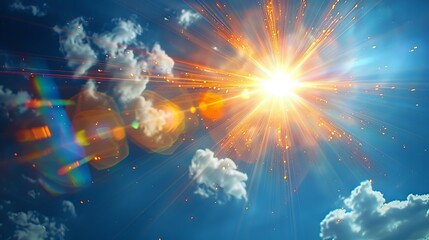 Poster - Spectacular lens flare effect on transparent sunlight...