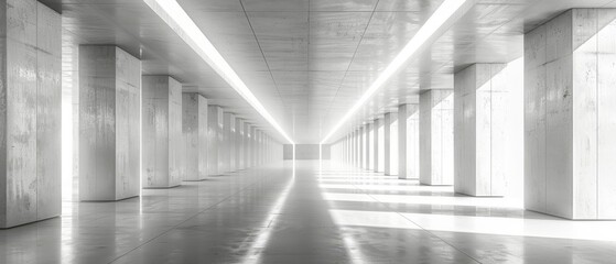 Fototapete - The abstract futuristic sci-fi corridor with light for showcase, room, interior, and display products. The futuristic cement floor and wall background technology interior concept of the future. The