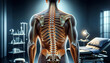 Scientifically Accurate Anatomical Render of Human Back Muscles and Spine in a Medical Context with a Modern Aesthetic