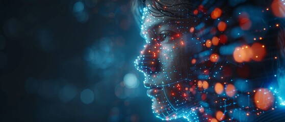 Poster - IoT concept with artificial intelligence AI, businessman on smartphone, laptop computer, 4.0 industrial technology development, remote control, blue tone.