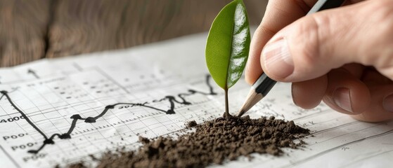 Poster - The businessman draws a business growth plan and strategy and analyzes economic business trends for future growth and success.