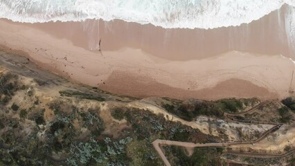 Poster - Aerial shoot of Twelve Apostles coastline from drone over Gibson Steps, Australia