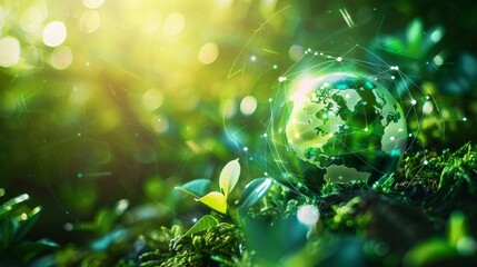 Poster - The concept of global communication networks. Environmental technology. Sustainable development goals. SDGs.