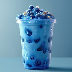 Sticker - A blue bubble tea floating. Generative AI.