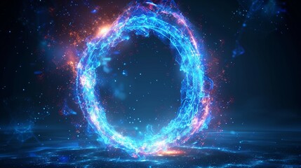 Aufkleber - A futuristic style bubble shield with an abstract glowing effect on a blue background. A geometric dome in the form of an energy shield.