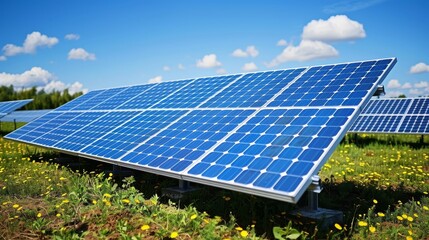 Poster - The solar panel is against a blue sky