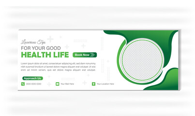 Medical Facebook Cover design concept with creative shape or web banner for medical service business