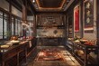 3D rendering of a modern Chinese kitchen preparing a traditional meal
