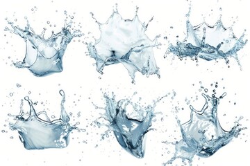 Wall Mural - Set of water splashing isolated on white background