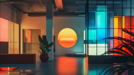 Wall Mural - Experiment with abstract shapes and colors in a nigh  AI generated illustration