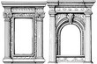 Vintage Architectural Frames: Baroque and Gothic Arch Designs in Detailed Vector Sketches.