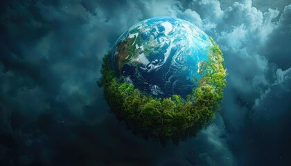 Wall Mural - a planet with a green forest on it by ai generated image