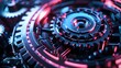 © pkproject - Futuristic Mechanical Gears Glowing with Neon Lights,Blending Cybernetic Aesthetics in a High-Tech Industrial Background
