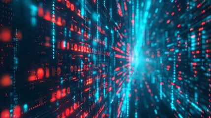 Wall Mural - digital binary code matrix background，technology data binary code network conveying connectivity