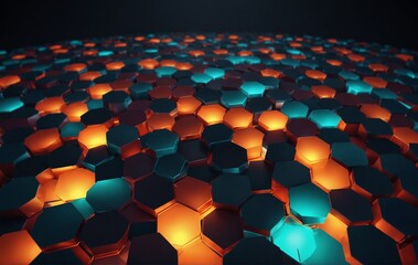 Wall Mural - 3D Abstract background with glowing lights hexagon. Abstract background. Illustration vector , very realistic, 8k quality, hyper realistic, ultra realism