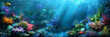 coral reef and fishes in beautful sea