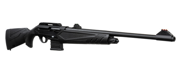 Wall Mural - Semi-automatic rifled carbine. Hunting rifle with a plastic butt. Isolate on a white background.