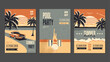 © MIMOSA - Summer Posters for Beach Parties and Poolside in Retro Style. Flat design. Travel, Vacation Concept. Vector