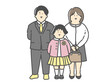 © ayano - フォーマルな服装の若い夫婦と子供の家族イラスト（入園式　卒園式　入学式　卒業式）