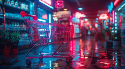 Aufkleber - Online shopping. Online shop on mobile phone. Online store service by smartphone browser with product icons. Payment, delivery, e-commerce. 3D rendering.