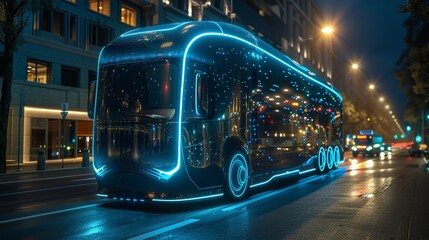 Canvas Print - The future of autonomous deliveries. Automated lorries that transport goods to their destination. An autonomous delivery vehicle of the future. A self-driving lorry with robotic technology. An