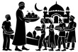 Eid festival silhouette vector art illustration