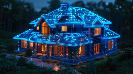 Fototapete - Programming software of the smart home. Development of smart house systems. Design of smart buildings in CAD. Setting up work scenarios for IOT. Internet of things. 3D illustrations.