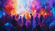 music festival concert band crowd experience watercolor painting euphoria energy vibrant celebration music harmony performance atmosphere artistic colors rhythm immersion expression