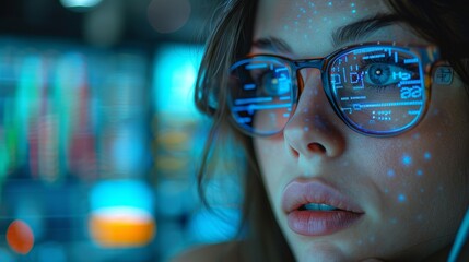 Leinwandbilder - Trading robot based on artificial intelligence. Artificial intelligence develops trading strategies on stock exchanges. Artificial neural networks analyze financial charts.