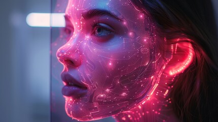 Aufkleber - An image of an artificial intelligence chatbot in motion with its head hanging over a mobile phone screen. An abstract image of an internet chatbot chatting on a mobile phone with artificial