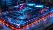 © Zaleman - Upgrade or repair of gaming computer hardware in the dark with neon lights. Configuration or repair of desktop gaming computer hardware.