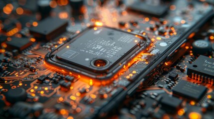 Leinwandbilder - Repair of a disassembled cell phone. Broken smartphone, electronic components, mobile processor on the pcb board, case, screen, electronic parts hovering. Data recovery from the device firmware.