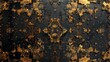 Elegant jigsaw pattern, gold filigree on black, art nouveau style, ornate and glamorous environment , sci-fi tone, technology