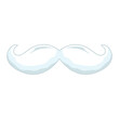 Gentleman mustache white mask. Vintage fun curly hair with curved shape in classic retro style for disguise and vector party