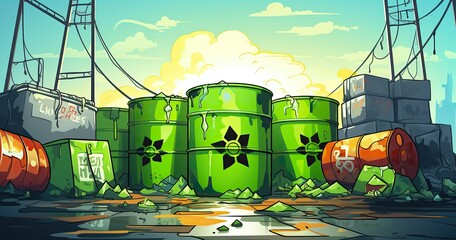nuklear toxic wall cartoon illustration 