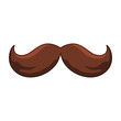 Gentleman brown mustache mask. Trendy fun curly hair with curved shape in classic retro style for disguise and vector party