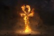 ankh symbol made of fire flames. 