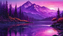 A Purple Sunset. Generative AI