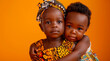 © Enrique - couple of happy african children on orange background