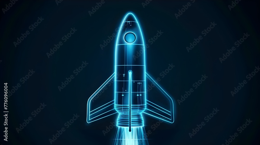 Digital rockets launch into outer space. Boosting and taking off career ...