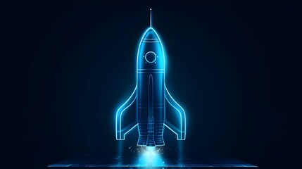 Wall Mural - digital rockets launch into outer space. boosting and taking off career concepts. abstract spaceship