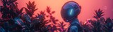 Fototapeta  - Cosmic botanist, extraterrestrial plant suit, alien flora illustration, strange and exotic alien greenhouse , sci-fi tone, technology