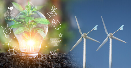 Sustainable development and business operations based on renewable energy CO2 Emission Reduction Concepts Green industries using renewable energy can limit global warming changes.