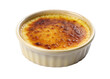 creme brulee custard dessert topped with crispy caramel isolated on a transparent background
