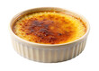 creme brulee custard dessert topped with crispy caramel isolated on a transparent background