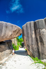 Sticker - Amazing landscape of La Digue Island in the Seychelles Archipelago